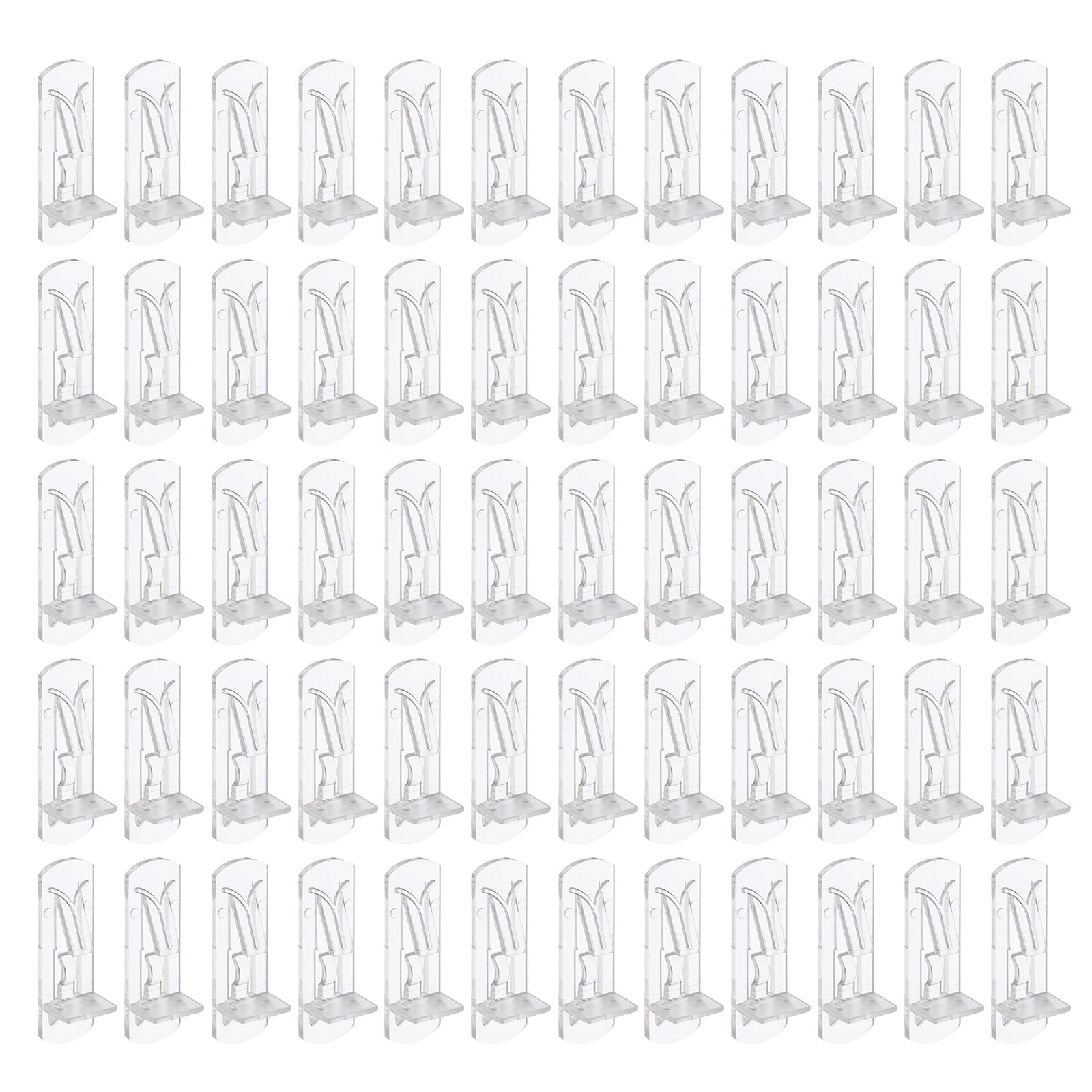 PATIKIL Locking Shelf Support Pegs, 60 Pcs Plastic Cabinet Shelf Pins Clear Self-Locking Shelf Bracket Clips for 5mm Diameter Peg Hole 5/8 Inch (16mm) Thick Shelf