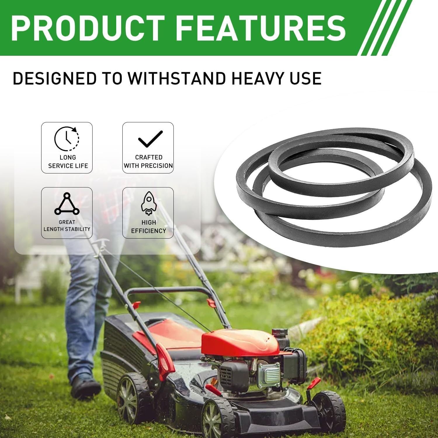 GX20072 42 inch Mower Deck Belt Replaces John Deere Craftsman SPM215471655 GX20072 GY20570 115 125 135 D100 D105 D110 D120 D125 D130 42 inch Lawn Mower Deck V- Belt (1/2" x 104")