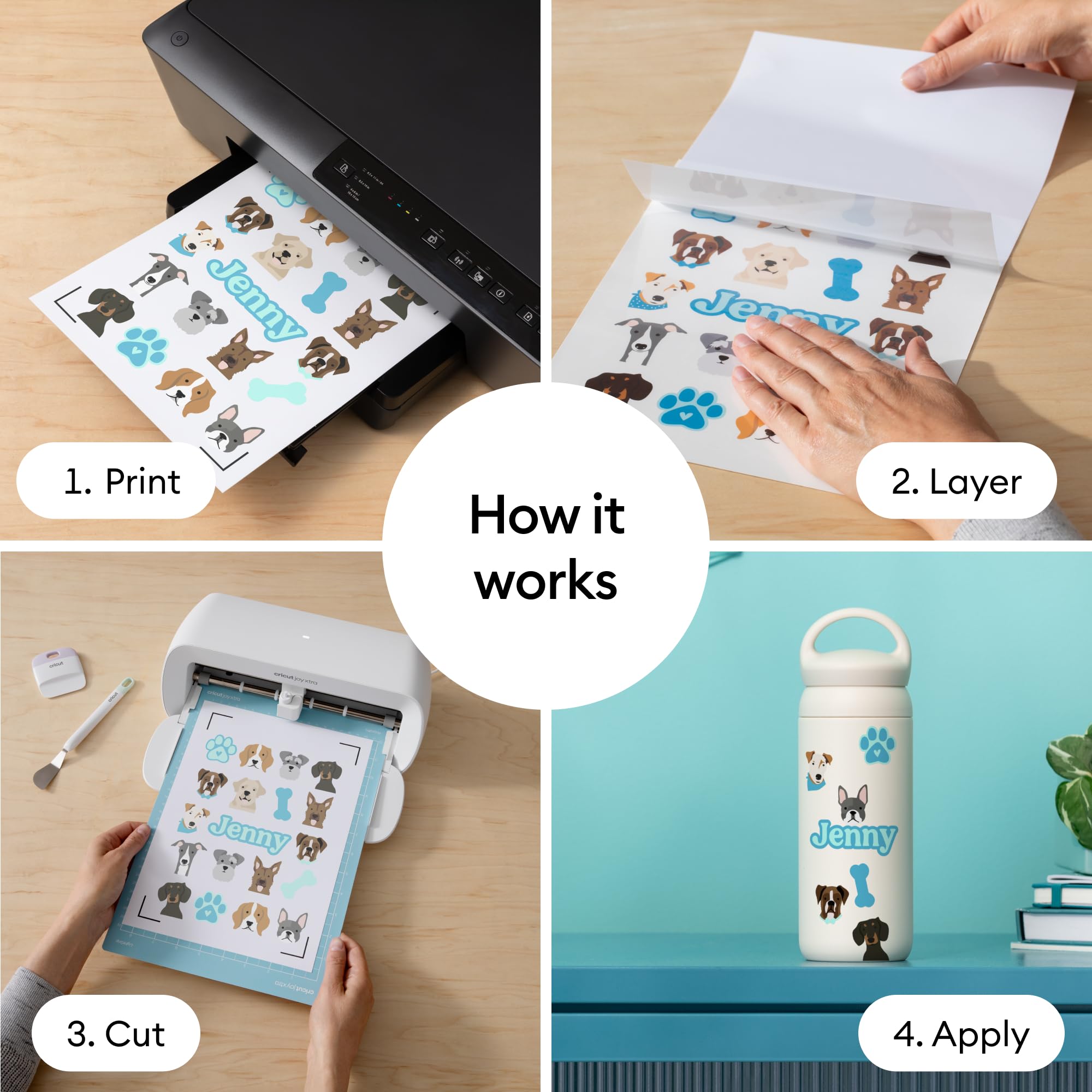 Cricut Printable Waterproof Holographic Sticker Set, White - 10 Sheets in US Letter Size (8.5 x 11 in) - Compatible with Inkjet Printers - for Joy Xtra, Explore, & Maker Machines