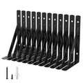Cudebo 12 Pack 6 Inch Shelf Brackets Wall Mounted, Triangle Bracket Metal Shelving Brackets Support for Kitchen Bookshelf Home Decoration, Mounting Hardware Included, Black