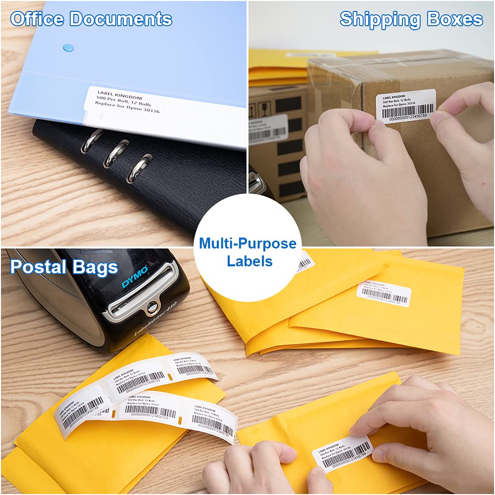 Label KINGDOM 4 Rolls Compatible Dymo Labels 1" x 2-1/8" Multipurpose Labels Replacement for DYMO 30336 Barcode Labels for Dymo Labelwriter 450, 450 Turbo, Dymo 4XL Desktop Printers