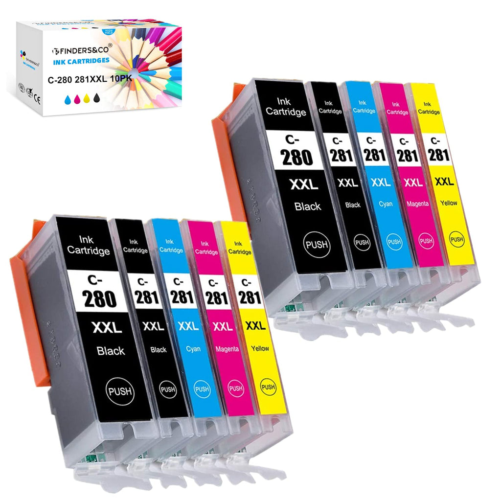 PGI-280 CLI-281 XXL Ink Cartridges Replacement for Canon 280 281 Ink Work with Canon PIXMA TR7520 TS9120 TS8120 TS8220 TS8320 TS6320 (2 PGBK, 2BK, 2C, 2M, 2Y)