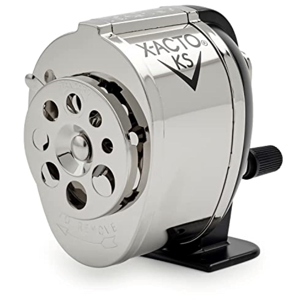 X-ACTO KS Manual Pencil Sharpener, Wall Mountable Metal Pencil Sharpener, Adjustable for 8 Pencil Sizes, Stainless Steel