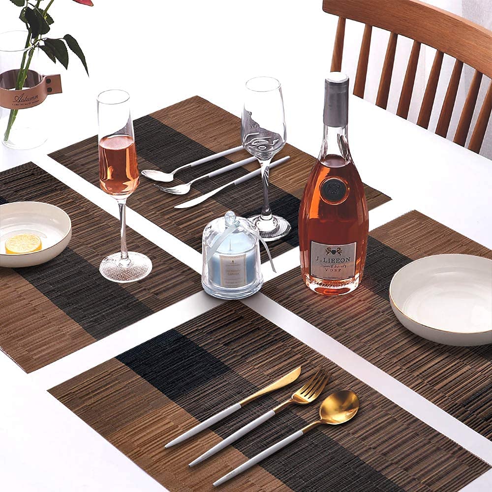 Placemats, Placemats for Dining Table Set of 6, Heat-Resistant Place mats, Stain Resistant Washable PVC Table Mats, BIPASION Kitchen Table Placemats