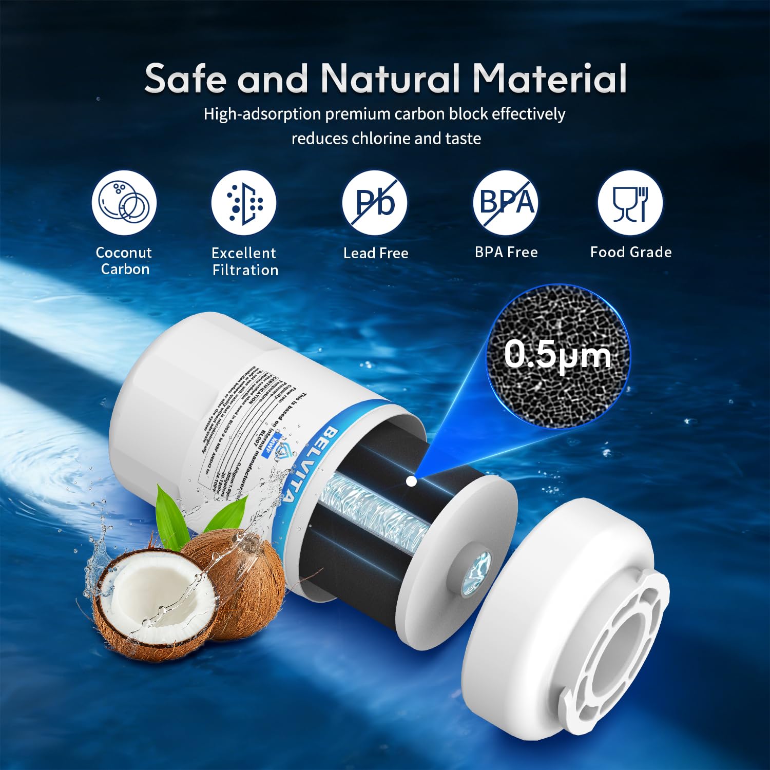 BELVITA Refrigerator Water Filter Replacement for GE MWF, MWFINT, SmartWater, MWFP, MWFA, GWF, GWF01,GWF06,GWFA,HWFA,HDX FMG-1,WFC1201,PC75009,RWF1060,197D6321P006, Kenmore 46-9991,GSE25GSHECSS, 3PACK
