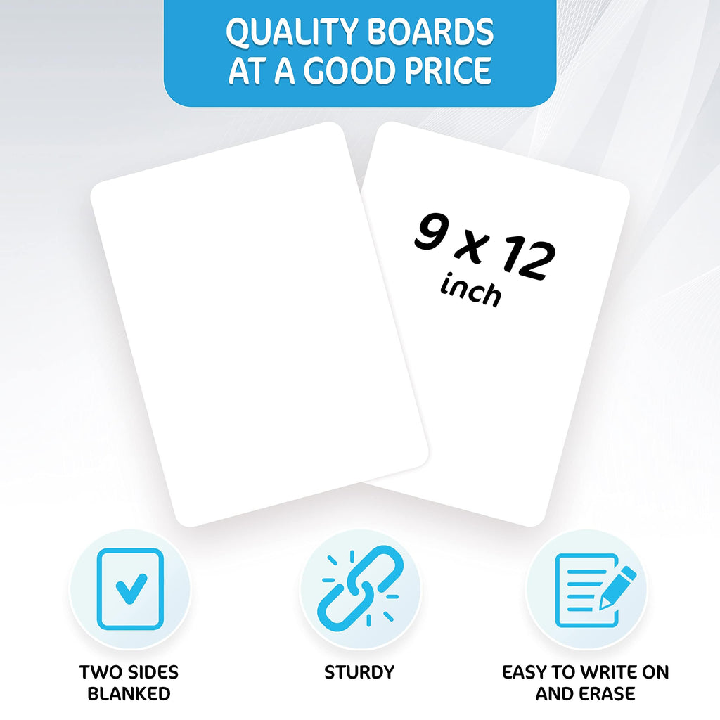 10 Pack 9x12 Small White Board for Students - Small Dry Erase Boards - Double Sided Mini Whiteboard - Smal Whiteboards Lapboards - Personal Dry Erase Board Kids - Mini White Boards for Classroom