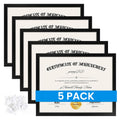 5 PACK Certificate Frames 8.5 x 11,Black Diploma Frame Document Frame with Clear Plexiglass,Picture Frames for Tabletop and Wall Display