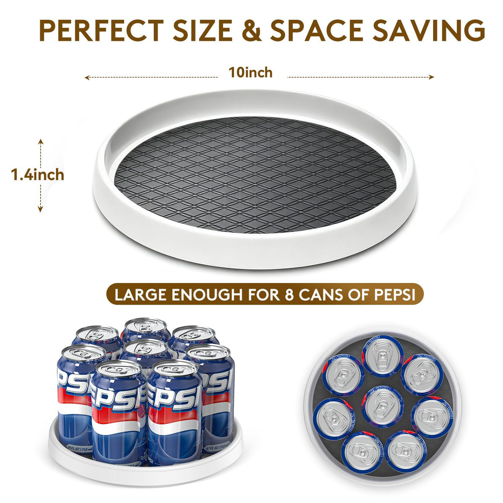 P PRETIRENO Lazy Susan Organizer 4 Pack, Non-Skid Lazy Susan Turntable 10 Inch for Cabinet, Pantry, Kitchen, Countertop, Vanity Display Stand,Grey,(SD04)