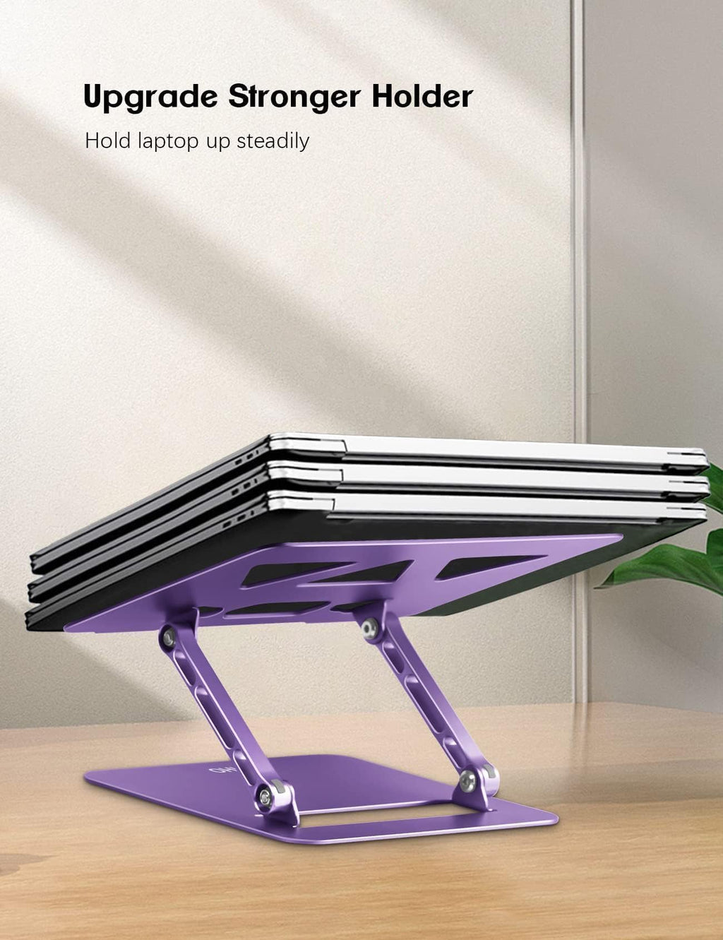 Aoviho Adjustable Laptop Stand for Desk,Portable Laptop Stand Holder and Riser,Foldable Aluminum Notebook Computer Stands for MacBook Air Pro HP Lenovo Dell Samsung Chromebook, 10-15.6 inch (Purple)