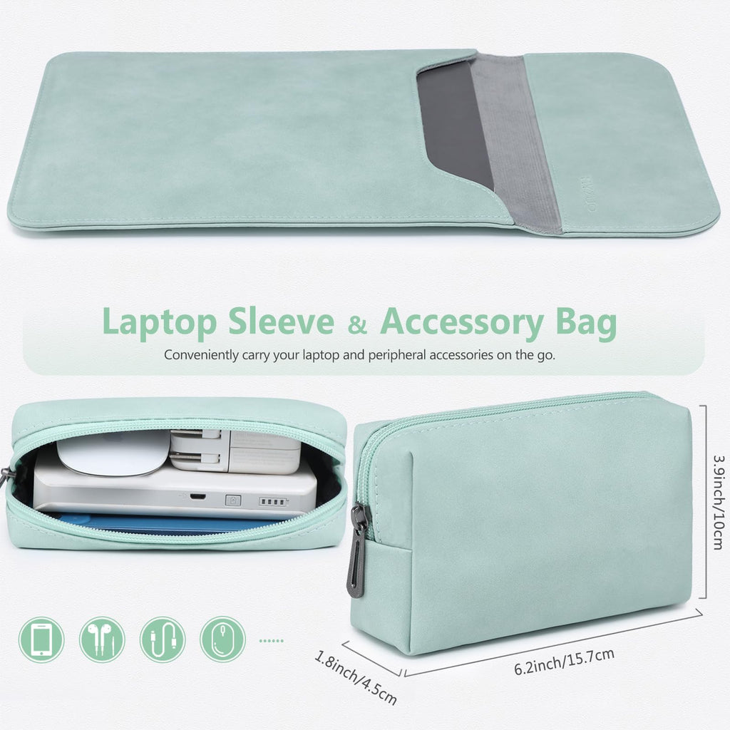 HYZUO 13 Inch Laptop Sleeve PC Case for MacBook Pro 13 M2 M1 2026-2016, 13" MacBook Neo 2026 A3404, MacBook Air 13 M5 A3449 M4 M3 M2 M1 2026-2018, 13" iPad Pro/Air, Surface Pro, XPS 13, Mint Green
