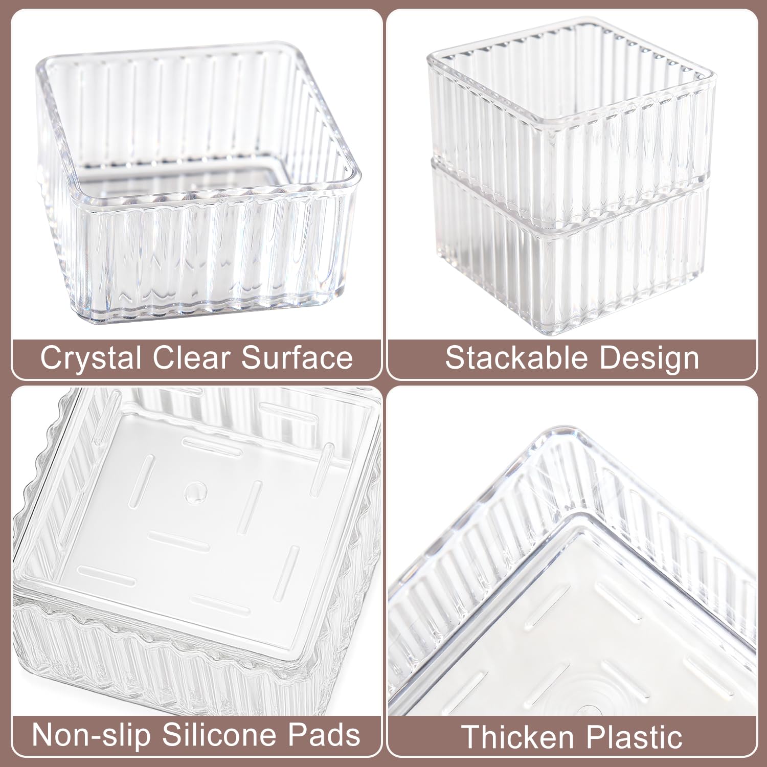 Clear Drawer Organizer Set,7PCS Acrylic Drawer Storage Trays,Stackable makeup divider tray,Plastic Containers,Storage Bins for Makeup,Jewelry, Gadgets,Office,Kitchen, Bedroom,Bathroom