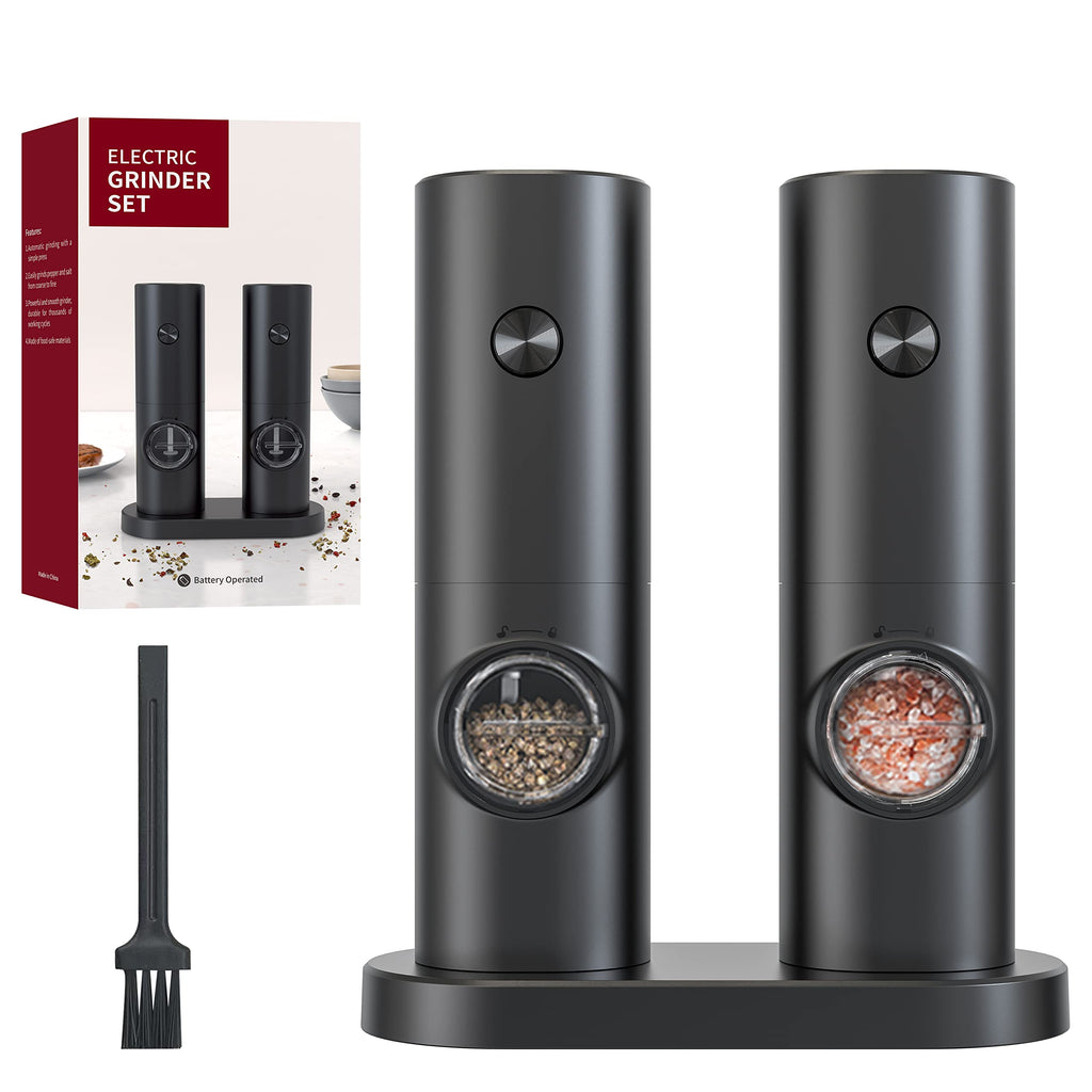 IDEALDEPOT Automatic Salt and Pepper Grinder Set, Battery Operated Adjustable Coarseness with LED Light,