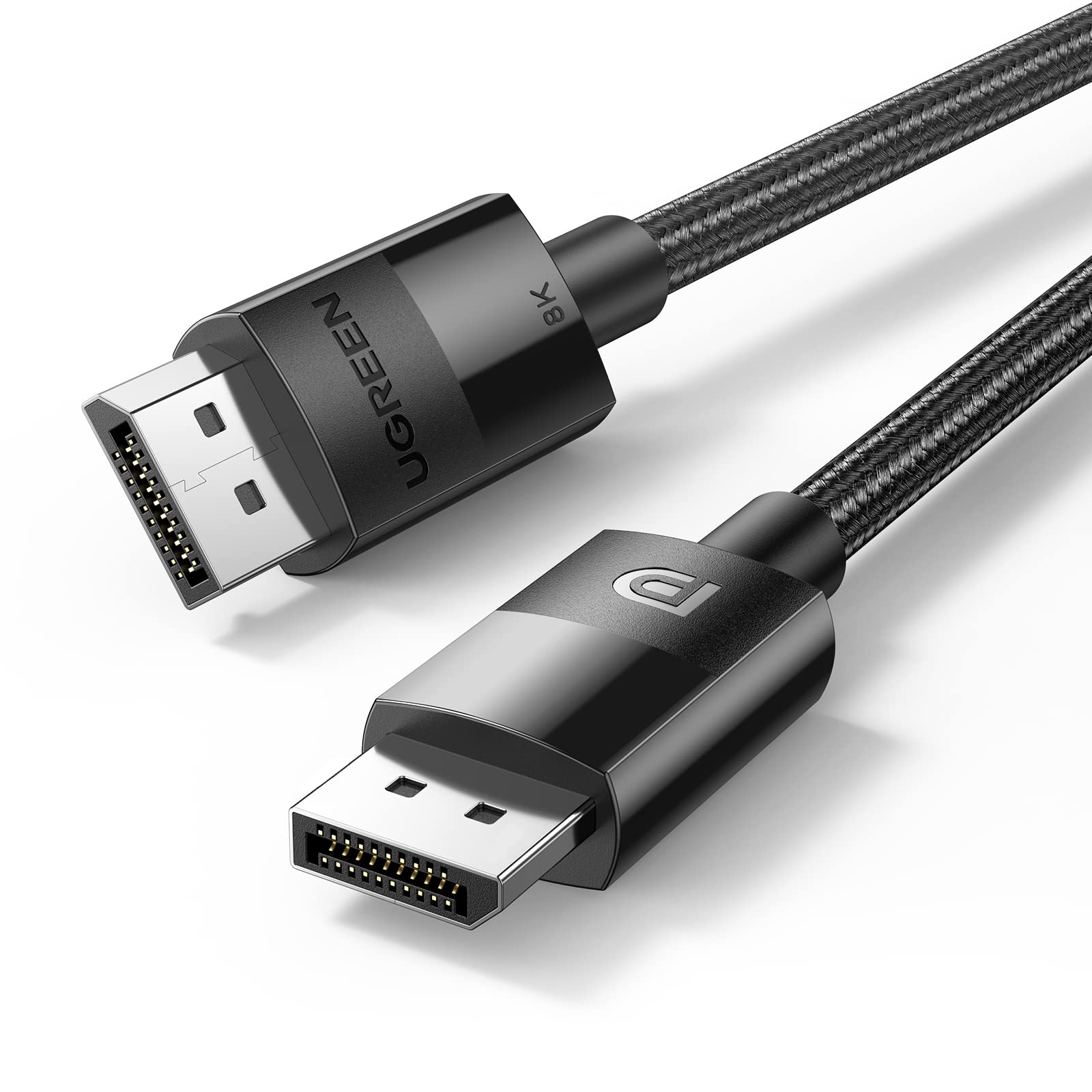 UGREEN VESA Certified DisplayPort 1.4 Cable, DP 8K@60Hz, 4K@144Hz, 1080P@240Hz, Support 32.4Gbps HDR, FreeSync G-Sync, Braided Cord for HDTVs, Gaming Monitors, PC Graphics (10ft)