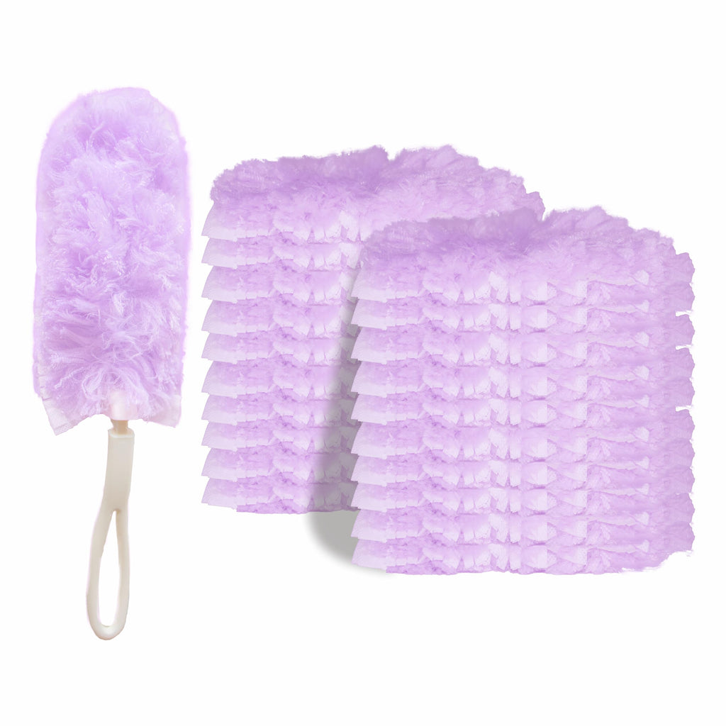 GUOYUANGLO Disposable Dusters Refills 360 Degree Heavy Duty Dusters Refills Purple Disposable Duster Heads for Blinds Ceiling Fans Furniture Multi-Surface Dusting-20 Counts with Short Handle