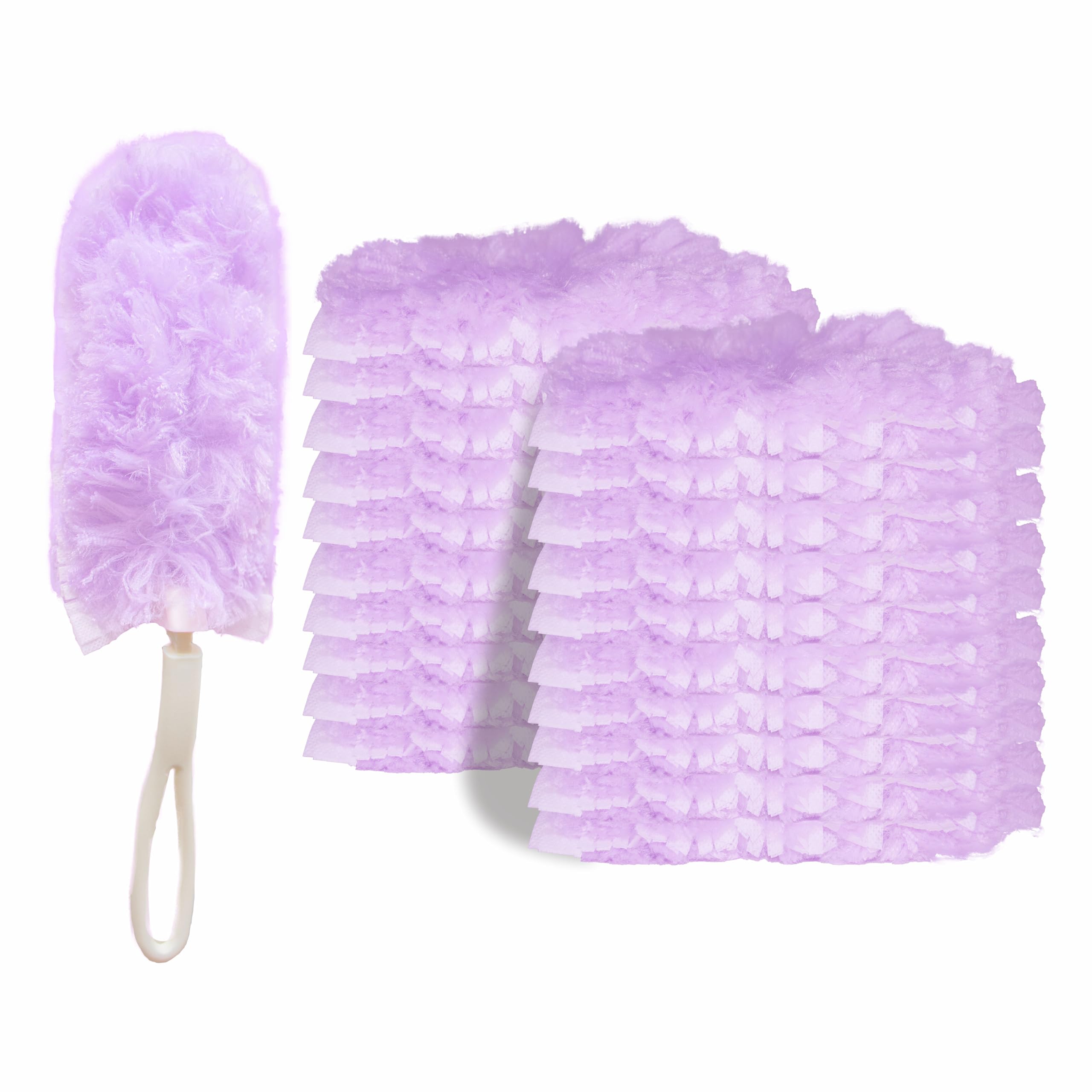 GUOYUANGLO Disposable Dusters Refills 360 Degree Heavy Duty Dusters Refills Purple Disposable Duster Heads for Blinds Ceiling Fans Furniture Multi-Surface Dusting-20 Counts with Short Handle
