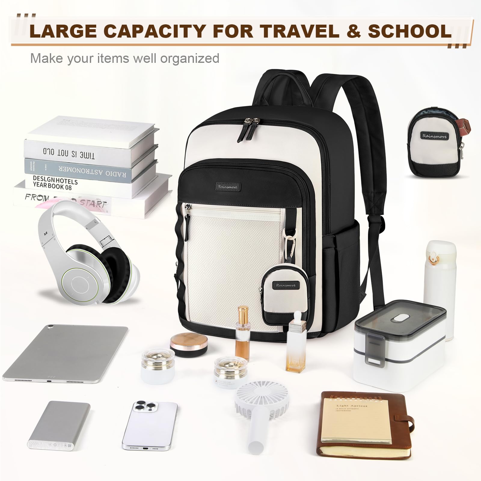 Backpack for Women 15.6 Inch Travel Laptop Backpack Waterproof School Backpack Lightweight Carry on Backpack for Business College, Black