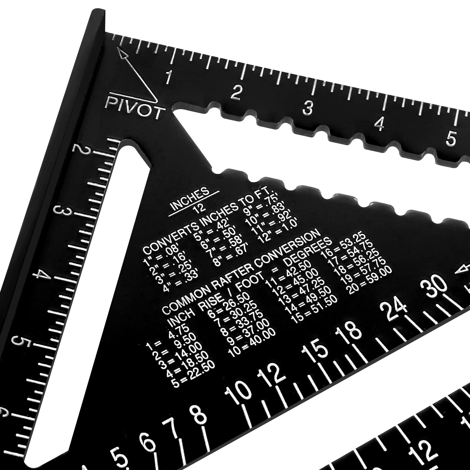 Beslands Rafter Square, 12 Inch Carpenter Square Triangle Carpenter Square Aluminum Alloy for Woodworking and Carpentry