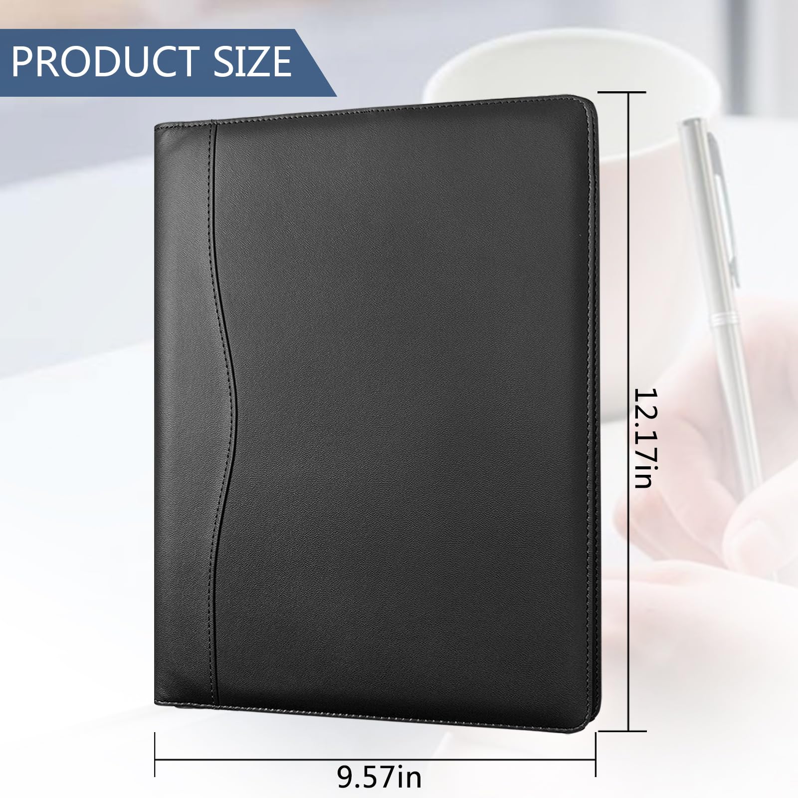 Padfolio Portfolio Organizer Legal Pad Holder Padfolio Folder Leather Portfolio Storage Clipboard Notepad with Cover for Letter Size A4 Writing Pad for Business and School Office
