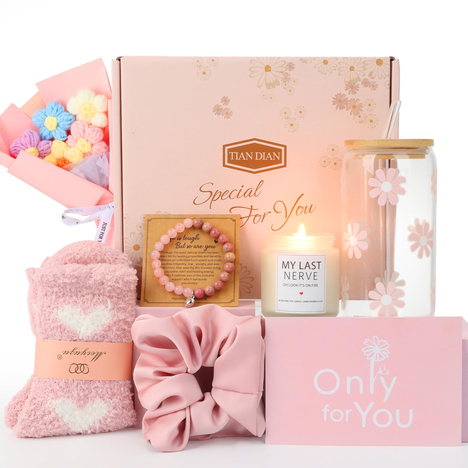 TIAN DIAN Gift Baskets for Women, Gifts for Women, Mom, Wife, Girlfriend, Sister, Her - Happy Birthday, Christmas, Valentine's Day, Mothers Day Gifts (Pink)