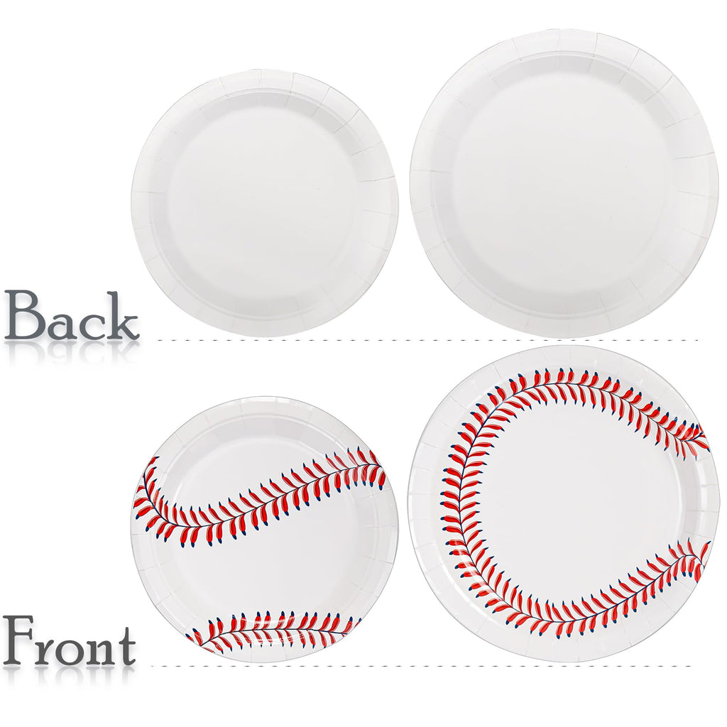 Kingrol 100 Pack Baseball Plates, 9" and 7" Baseball Themed Party Supplies Birthday Decor, Disposable Paper Plates, Round Food Serving Tray for Kids Serves