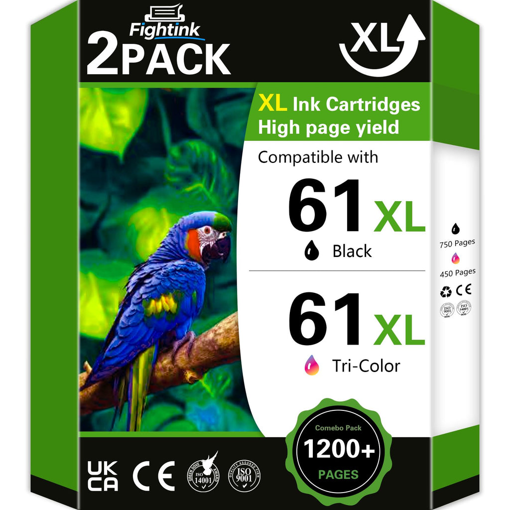 61XL Ink Cartridge Black Colour Compatible for HP 61 Ink Cartridge Compatible for HP Envy 4500 Ink fit for Envy 5530 5534 5535 DeskJet 1000 1010 2540 2541 3050 OfficeJet 4630 4635 2620 Printer(2 PACK)