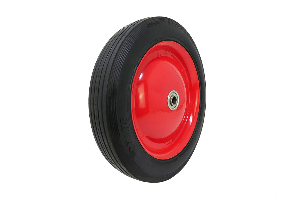 Shepherd Hardware 9596 10-Inch Semi-Pneumatic Rubber Tire, Steel Hub with Ball Bearings, Ribbed Tread, 1/2-Inch Centered Axle Diameter