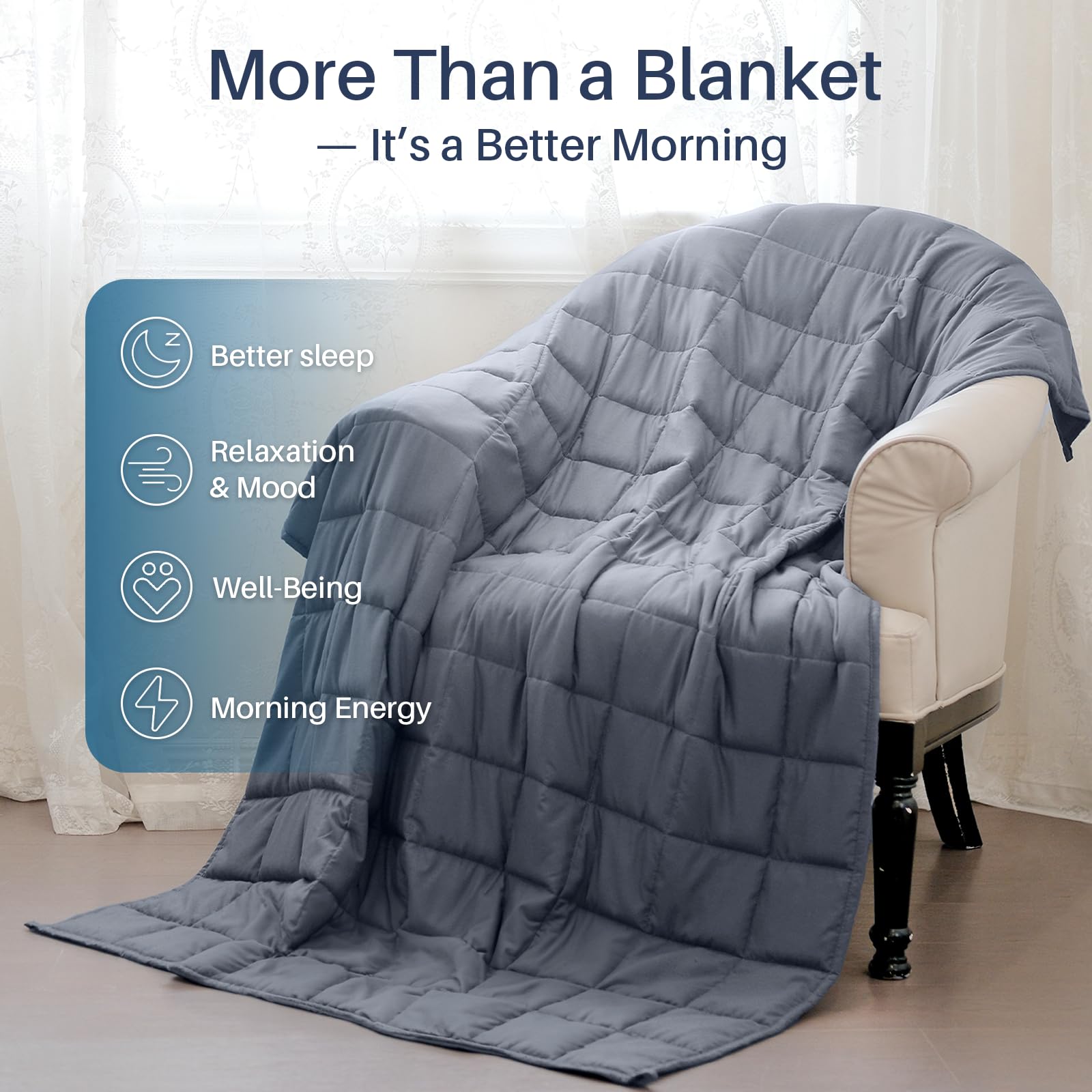 Weighted Idea Weighted Blanket for Adults (Dark Grey,60"x80",15lbs) Cooling Breathable Heavy Blanket with Premium Glass Beads All-Season Soft Thick Comfort