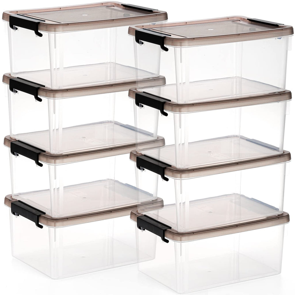Nicunom 8 Pack 3 L Small Plastic Storage Bins with Lids, 9.1" x 6.7" x 4.1" Clear Storage Box Containers Stackable Latching Box with Lid Storage Containers for Organizing