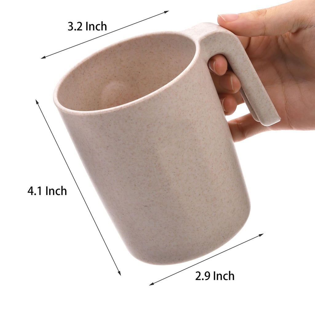Nicunom 12 Pack Plastic Coffee Mug Set, Wheat Straw Cups with Handles, BPA Free Unbreakable Coffee Cups Reusable 16 Oz Mugs Set for Tea, Milk, Camping, Picnic, Dishwasher Safe