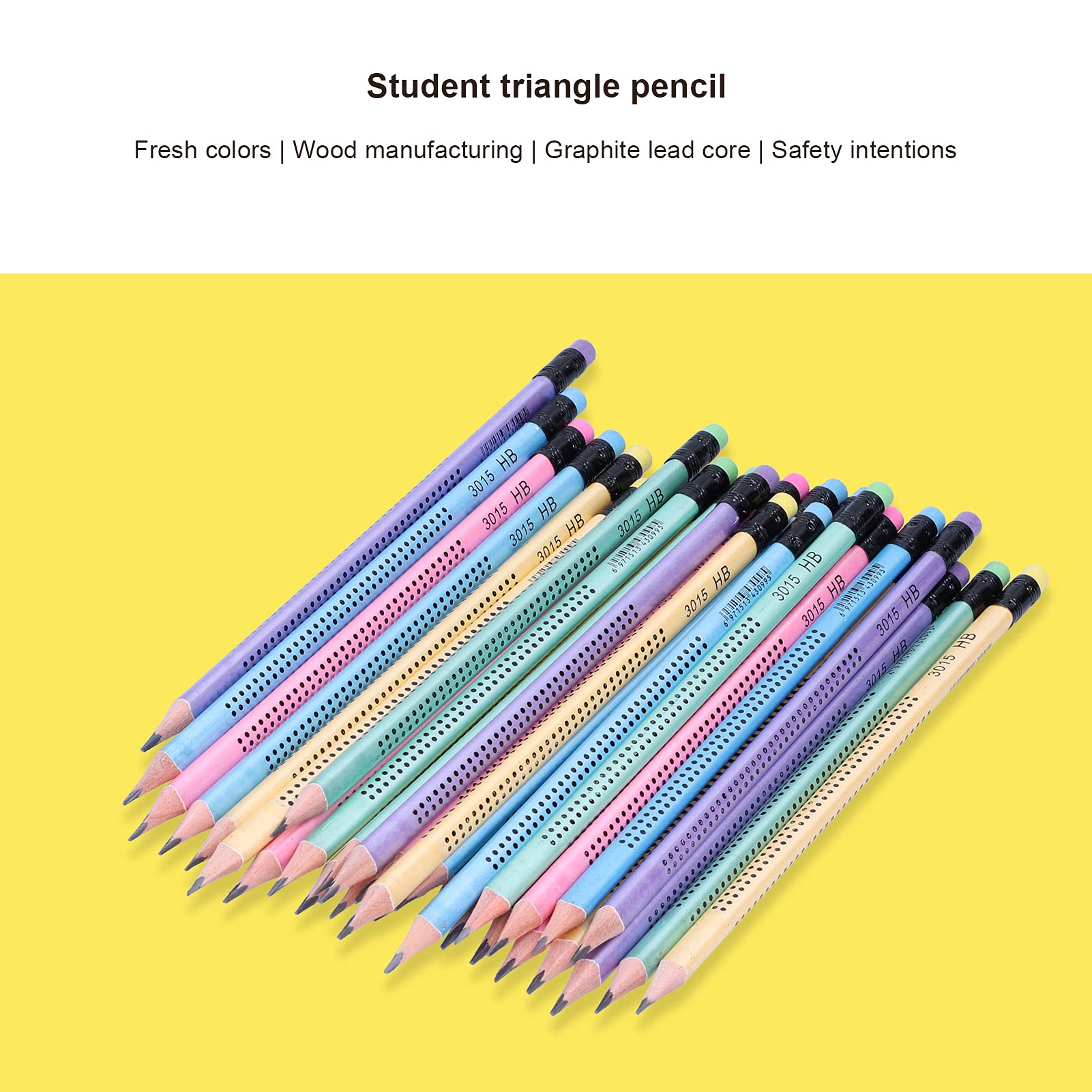 Writing Pencil, 30Pcs HB Pencil Non‑Slip Multi‑Color with Eraser Children Student Writing Drawing Tools With Triangular Barrel