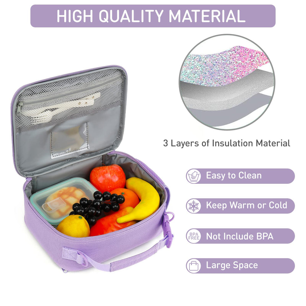 Hairao Butterfly Lunch Box for Girls Kids Rainbow Lunch Bag Waterproof Thermal Insulated Cooler Bag for Girls Kids Toddlers Teens School Gift