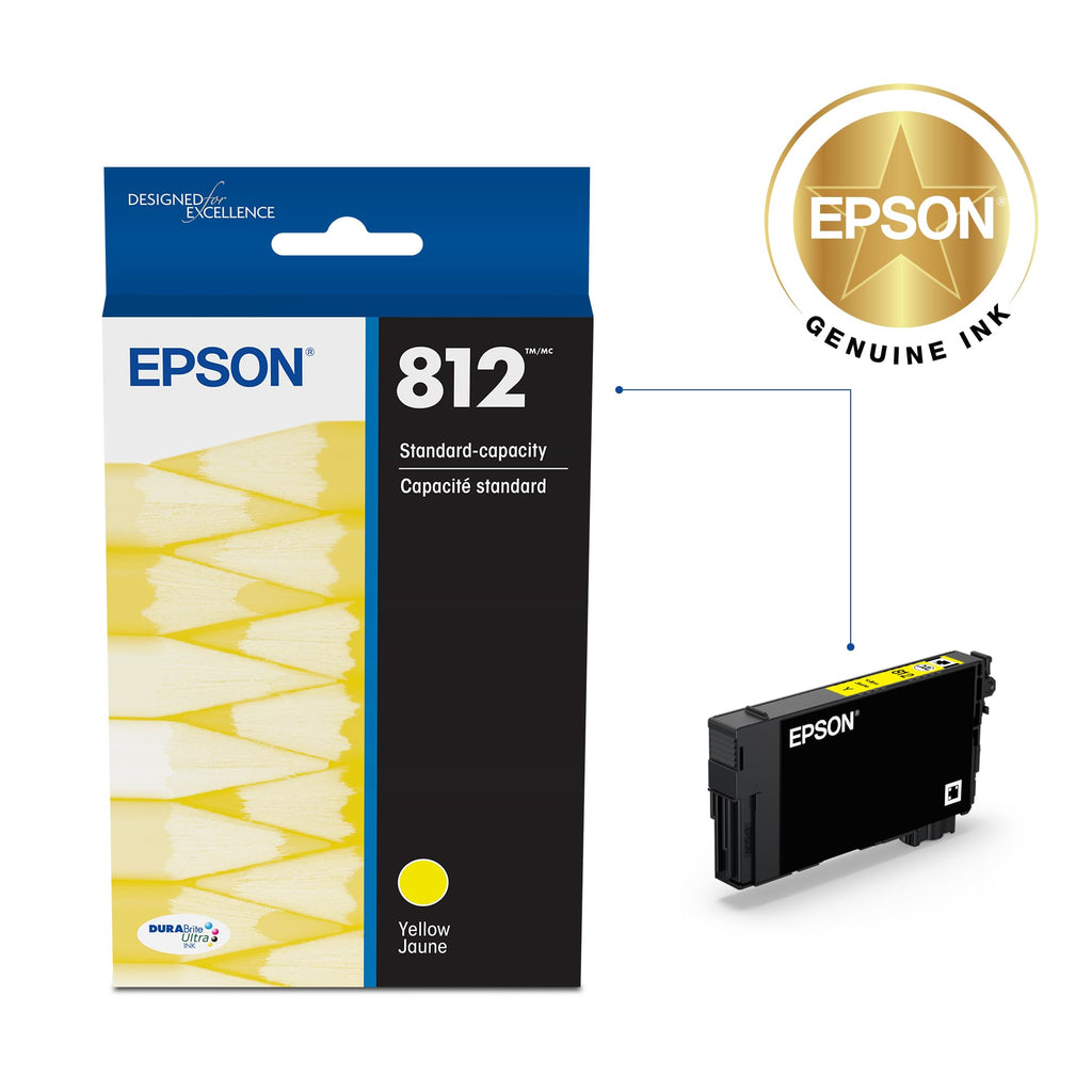 Epson 812 DURABrite Ultra Ink Standard Capacity Yellow Cartridge (T812420-S) Works with Workforce Pro WF-7310, 7820, 7840, EC-C7000