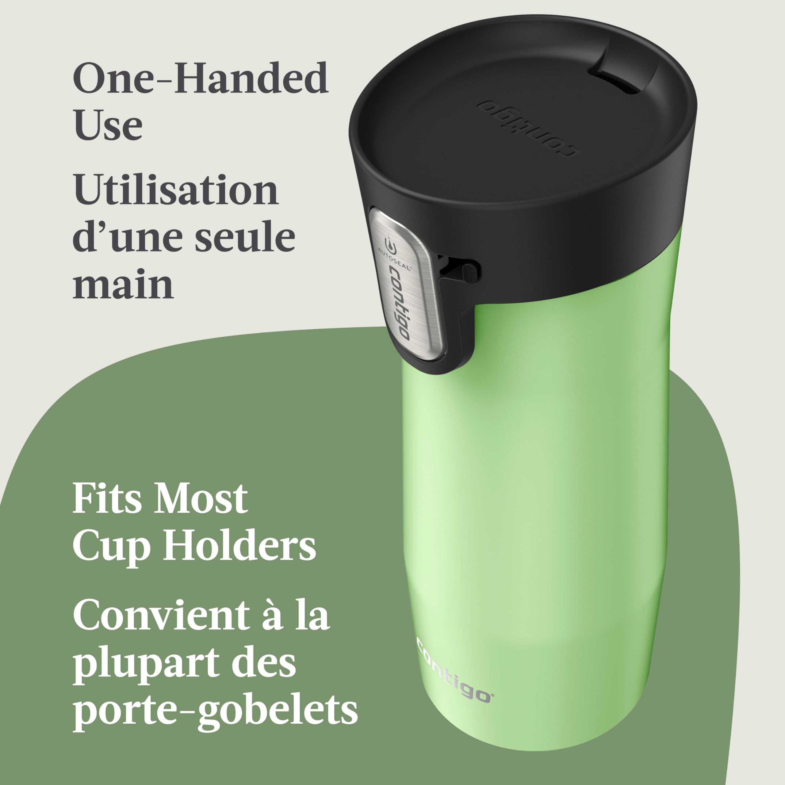 Contigo West Loop 3.0 Stainless Steel Travel Mug with Tea-Bag Hook & Spill-Proof Lid, Vacuum-Insulated Reusable Cup Coffee and Tea, 16 oz (473 mL), Cucumber - Keeps Drinks Hot up to 11 Hours