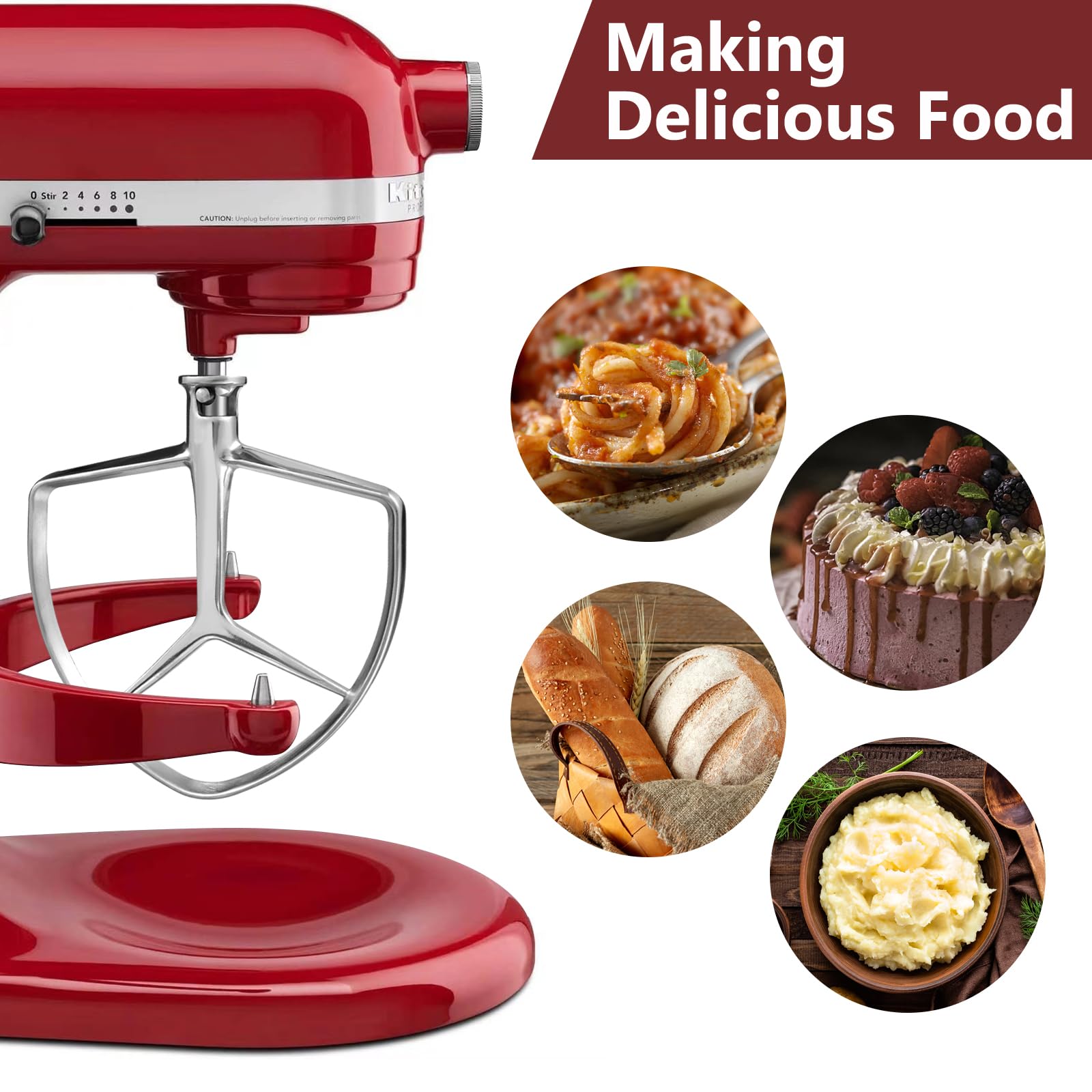 LETOMS Flat Beater for KitchenAid 7 QT Bowl-Lift Stand Mixers, Stainless Steel Paddle Accessories for Kitchen aid, Dishwasher Safe