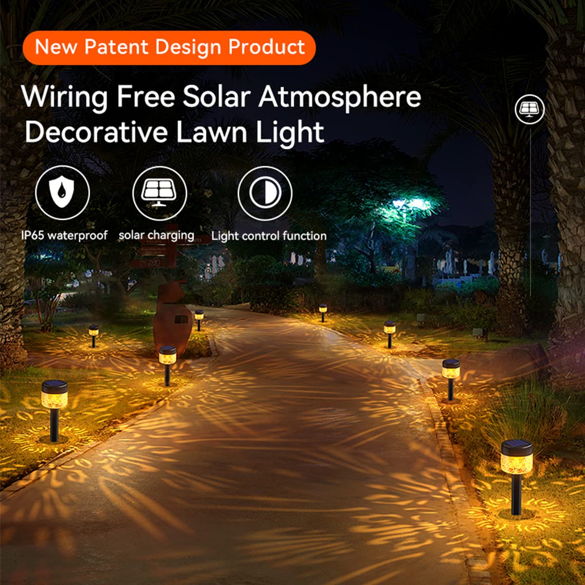 Solar Garden Lights, 4 Pack Solar Lights Outdoor Waterproof IP65 Auto On/Off Solar Pathway Lights Outdoor Decor for Yard Patio Landscape Walkway Driveway (Warm Yellow)