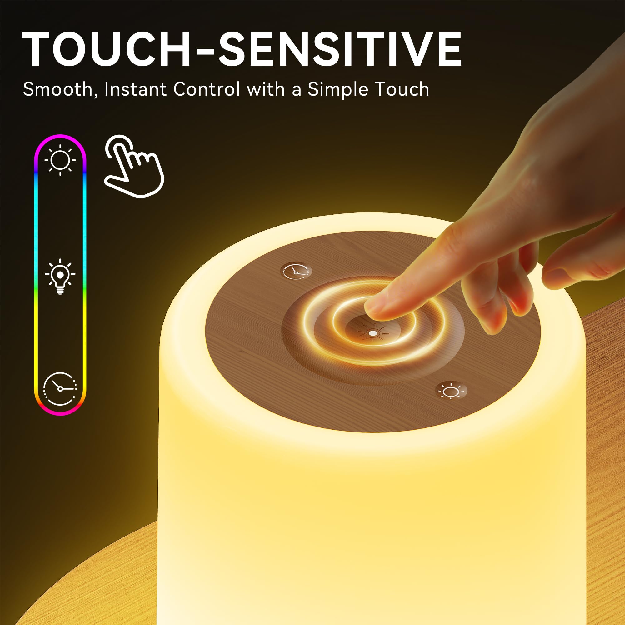 Auxmir LED Night Light for Kids Baby Bedside Lamp Touch Dimmable Tabletop RGB Colors Changing 5 Brightness Adjustable Rechargeable Portable Lamp for Bedroom Living Room Outdoor Camping