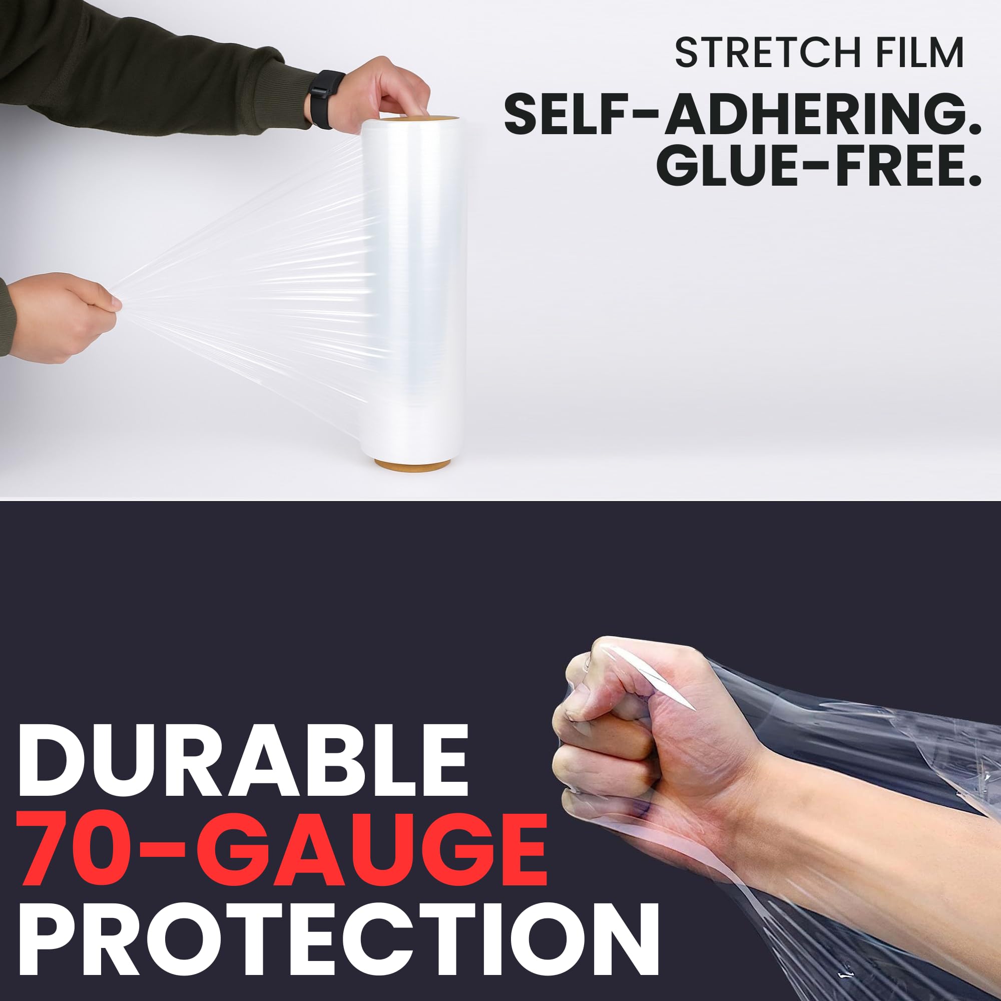 1 Jumbo Roll 20" Width | Heavy Duty 23 Micron | Multipurpose Stretch Film x 5 Times Stretching Length| Clear Shrink Wrap | Perfect for Household, Pallet Packing 1 - Roll