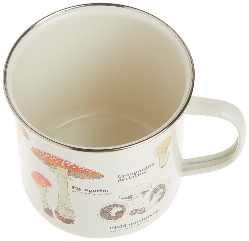 Gift Republic Mushroom Enamel Mug Camping Mug Large Metal Coffee Cup Foraging Fungi Nature Garden Hiking Gift Pretty Design Durable Drinking Cup 500ml