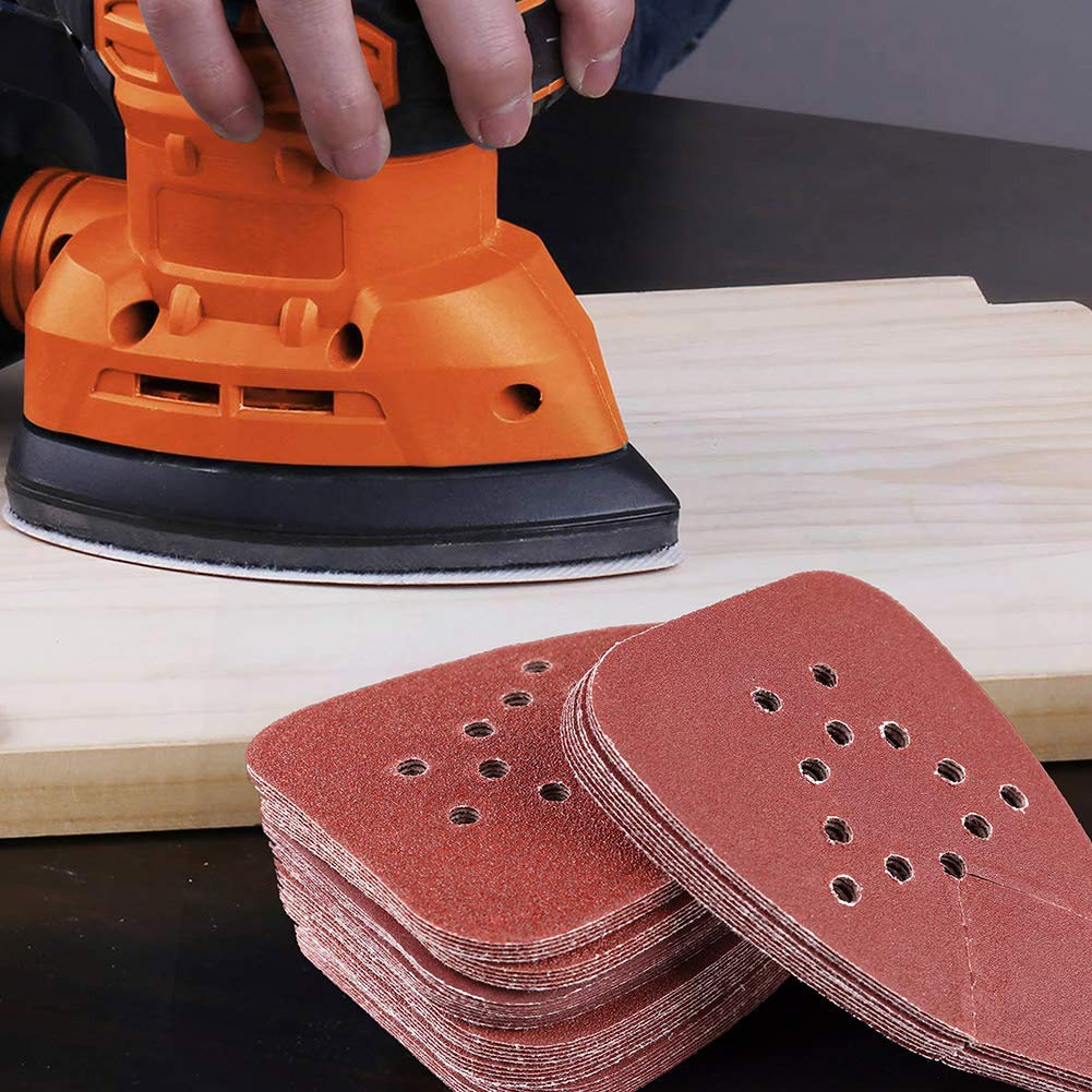 Sanding Pads for Black and Decker Mouse Sanders.50PCS 60 80 120 150 220 Grit Mouse Sandpaper Assortment - 12 Holes Hook and Loop Detail Palm Sander Sanding Sheets Sand Paper