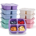 shopwithgreen 10 Pack Bento Box Adult Lunch Box, 4-Compartment Reusable Lunchable Containers with Lids, Wheat Straw Meal Prep Snack Containers for School, Work, and Travel, BPA-Free