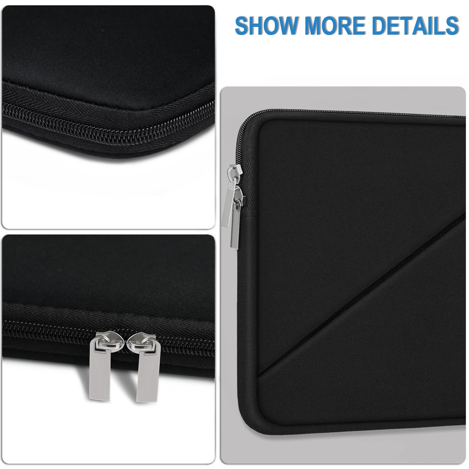Laptop Sleeve Case 15.6 inch, Traveling Carrying Computer Sleeve Bag with Zippered Pocket, Shockproof Protective Laptop Cover Compatible for Apple Notebook, HP, Dell, Acer, Asus, Lenovo, Black