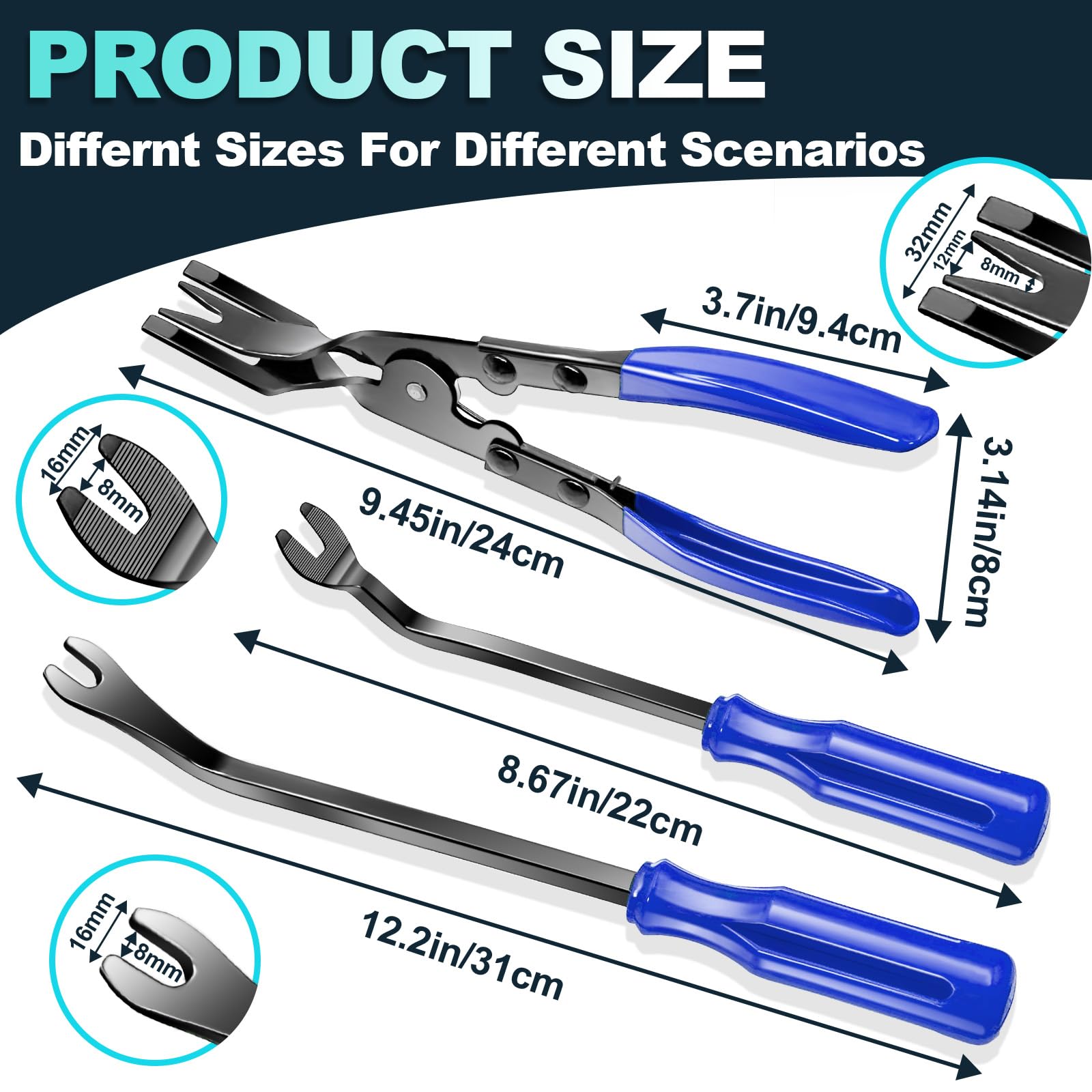 KEZE 7 Pcs Auto Clip Pliers Set and Fastener Remover,Car Trim Rivet Removal Pry Tool Repair Kit with Storage Bag for Automotive Door Panel,Upholstery,Plastic Fasteners