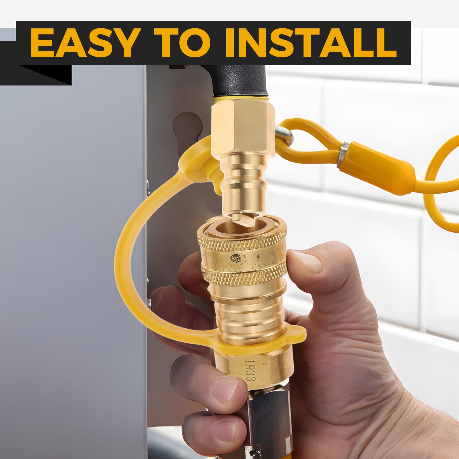 3/8 Inch Natural Gas Quick Connect Fittings, Natural and Propane Hose Quick Disconnect Kit 3/8” Male Pipe NPT Thread x 3/8” Female Pipe Thread for Low Pressure Propane Systems