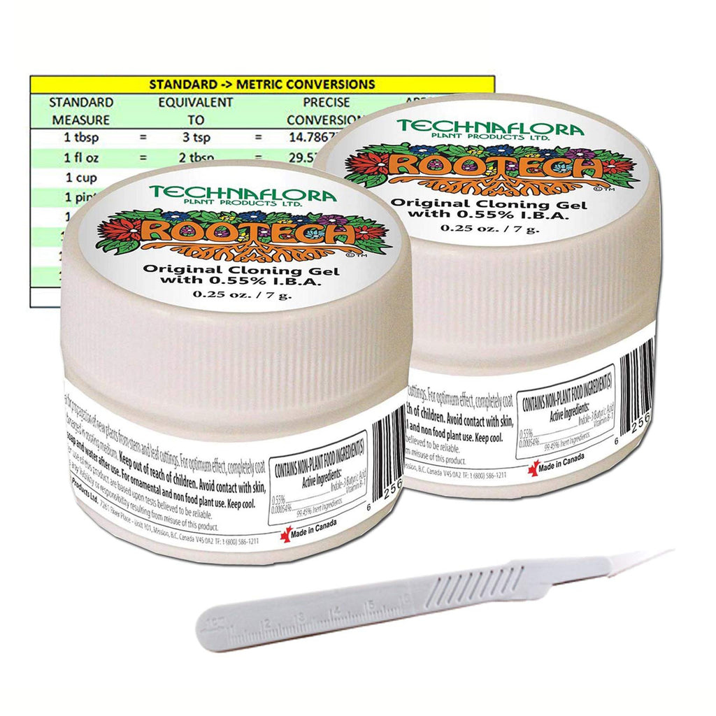 Technaflora Rootech Gel for Plants, 7 Grams (2-Pack with City Garden Conversion Chart, Scalpel, Original Version)