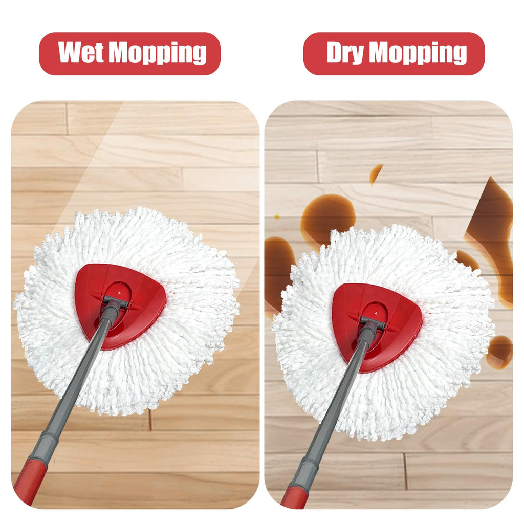 Spin Mop Head Refills for Vlieda, 4pcs Spin Replacement Head, Easy Wring 1-Tank Mop Replacement, Microfiber Triangle Replacement Pads