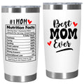 Best Mom Ever Tumbler 20oz, Insulated Coffee Cup with Cleaning Brush and Straw, Mama Travel Cup, Birthday Presents for Mommy, Water Cup from Daughter, Best Mom Gifts for Mother's Day