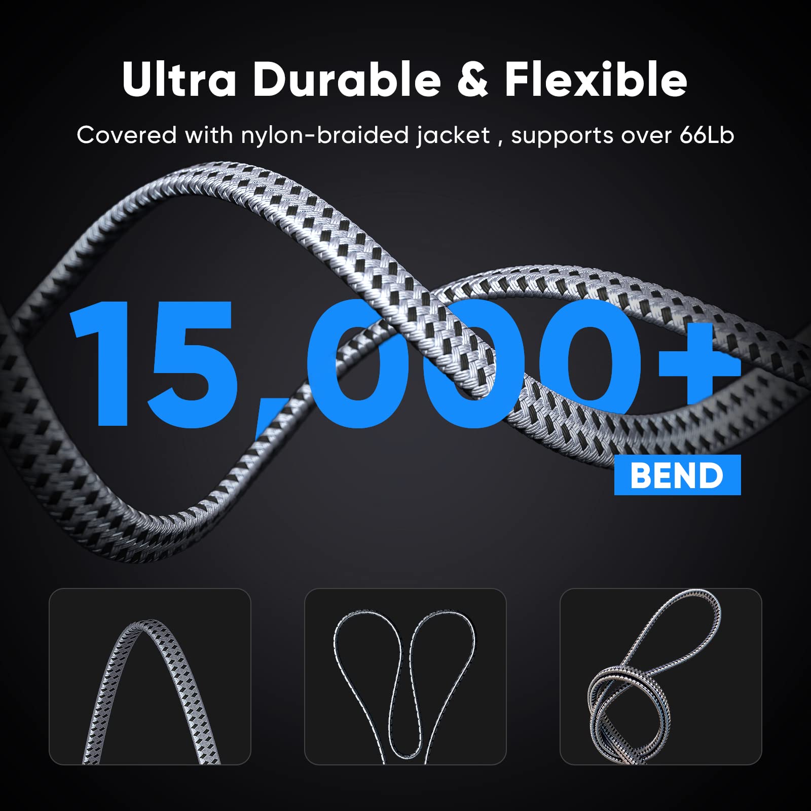 Cat 8 Ethernet Cable 25 FT, ARISKEEN 40Gbps 2000Mhz High Speed Cat8 Network LAN Patch Cord, Nylon Braided High Duty Shielded RJ45 Flat Internet Cable with 15 Clips for Indoor Outdoor - 25 Feet (Grey)