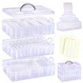 Funtopia 59 Pack Craft Storage Organizer, 3-Tier Stackable Clear Plastic Storage Box Set with 56 Pcs 4-Size Small Bead Organizers, Ideal for Crafts, Jewelry and Small Parts