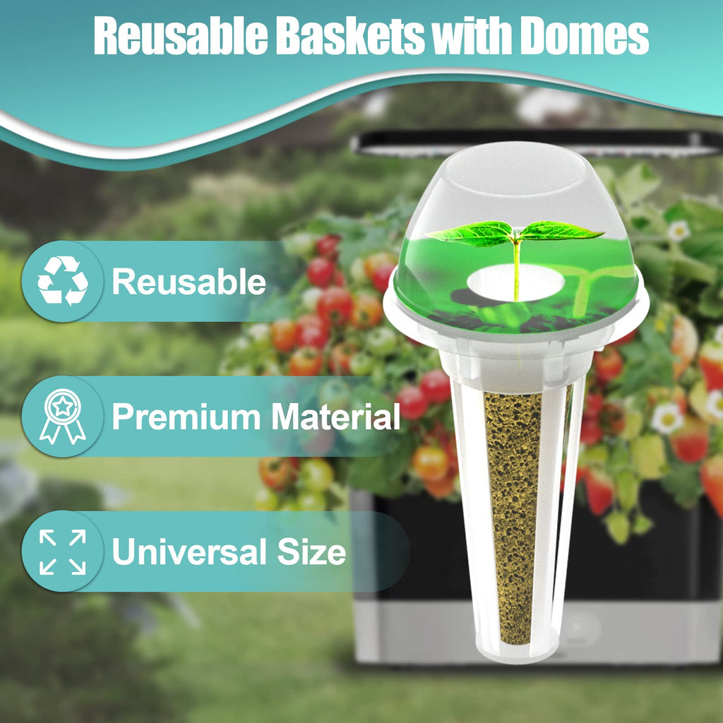 124 pcs Seed Pod Kit for Aerogarden, Grow Anything Kit for Hydroponics, Hydroponics Supplies with 50 Grow Sponges, 50 Pod Labels, 12 Baskets, 12 Planting Domes, Compatible with IDOO