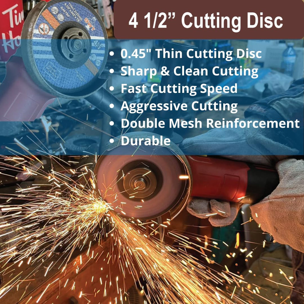 50Pack - 4 1/2 inch Cutting Wheels for Metal & Stainless Steel Cut-Off Wheel 4 1/2”x0.045”x7/8" Used On Angle Grinder Cutting Disc Aggresive Cut